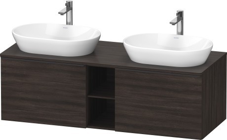 Duravit тумба подвесная под две раковины 1400 мм х 550 мм и открытой полкой, d-neo, de4950b5353 цвет: каштан темный