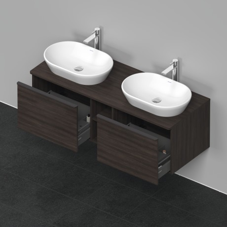 Duravit тумба подвесная под две раковины 1400 мм х 550 мм и открытой полкой, d-neo, de4950b5353 цвет: каштан темный