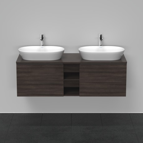 Duravit тумба подвесная под две раковины 1400 мм х 550 мм и открытой полкой, d-neo, de4950b5353 цвет: каштан темный