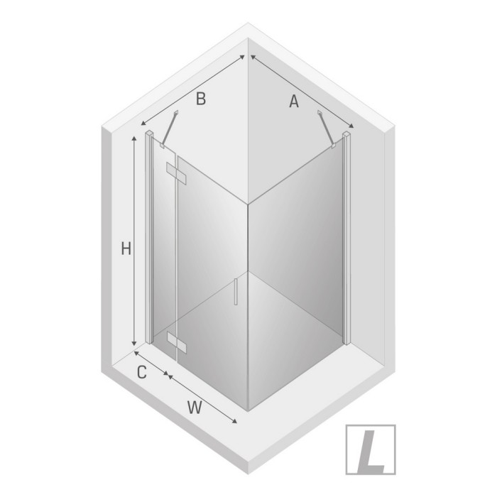 Душевое ограждение new renoma l 100x100x195, New trendy New renoma chrome, хром арт. D-0115A/D-0085B