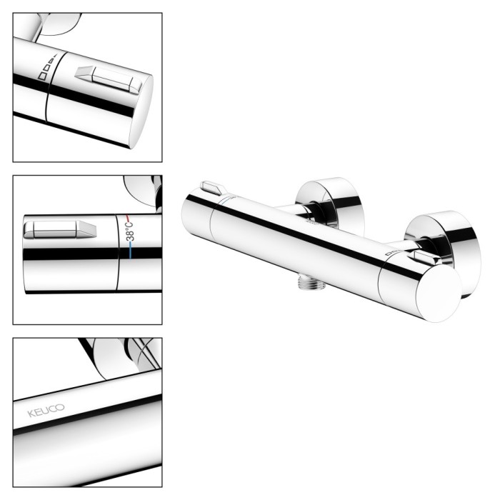 Keuco термостат для душа blue с защитой от обратного потока, plan blue, хром арт. 53926 011001