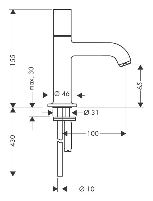 AXOR кран холодной воды для раковины, Uno, шлифованная медь арт. 38130950