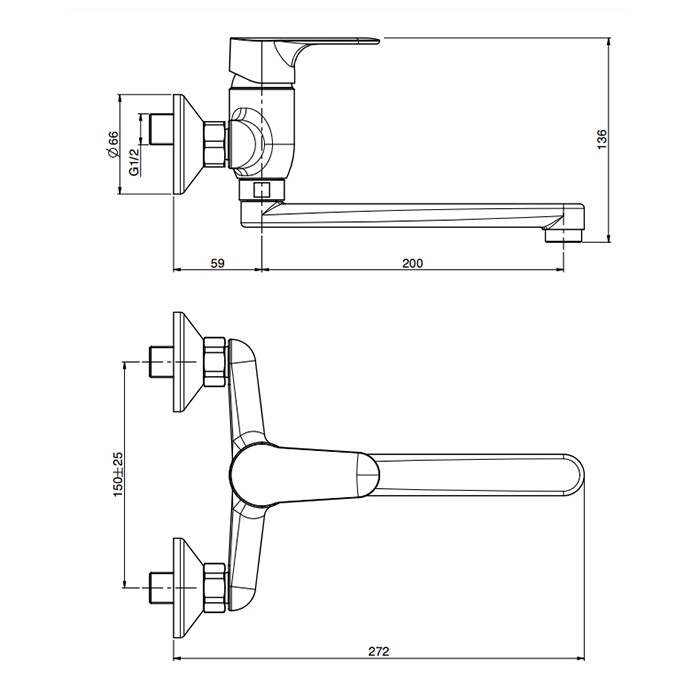 Fima Carlo Frattini смеситель для кухни настенного монтажа, kitchen, хром арт. f3836cr