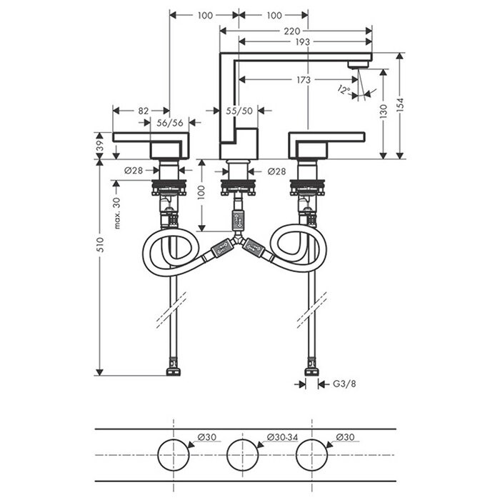 AXOR смеситель для раковины, Edge, хром арт. 46050000