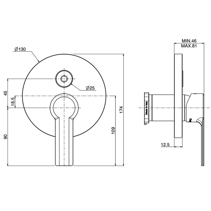 Fima Carlo Frattini смеситель для душа, встраиваемый, с переключателем на 2 потока, mast, золото арт. f3139e2or