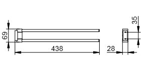 Keuco держатель для полотенца двойной 438 мм, plan, черный матовый арт. 14918 370000