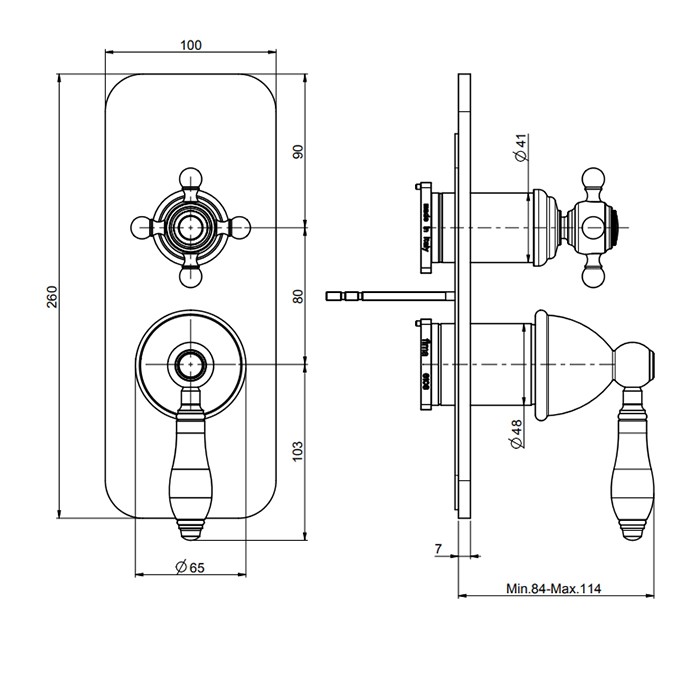 Fima Carlo Frattini смеситель для душа, встраиваемый, на 2/3 выхода, черные ручки, herend, золото арт. f5409x6cnor