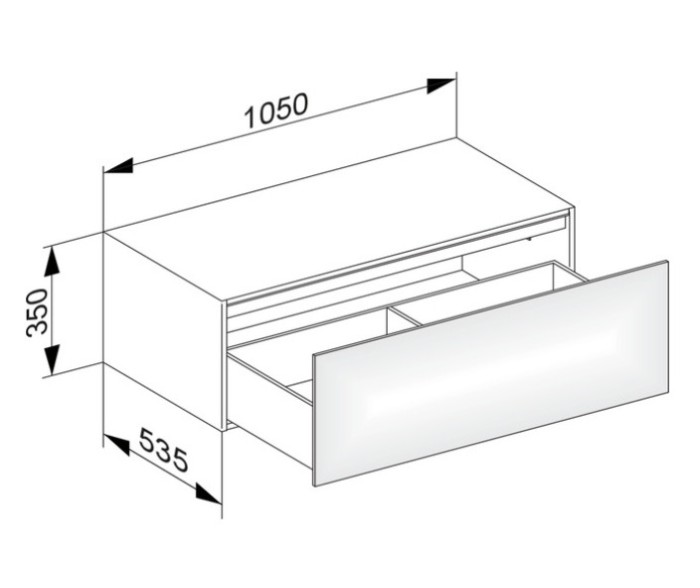 Keuco тумба боковая подвесная с одним выдвижным фронтом, с внутренней светодиодной подсветкой, edition 11, трюфель арт. 31324 140100