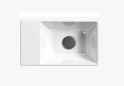GSI Подвесная раковина 40х23х11,5 см, левая, 1 отв для смесителя, санфарфор, с отв. под смеситель, Kube-x - 9484S111