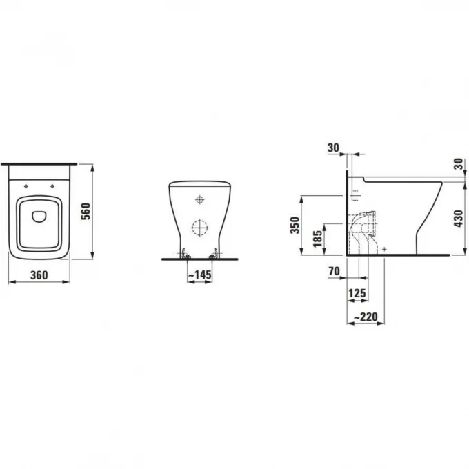 LAUFEN унитаз приставной под скрытый бачок, PALACE - 8.2370.1.000.000.1