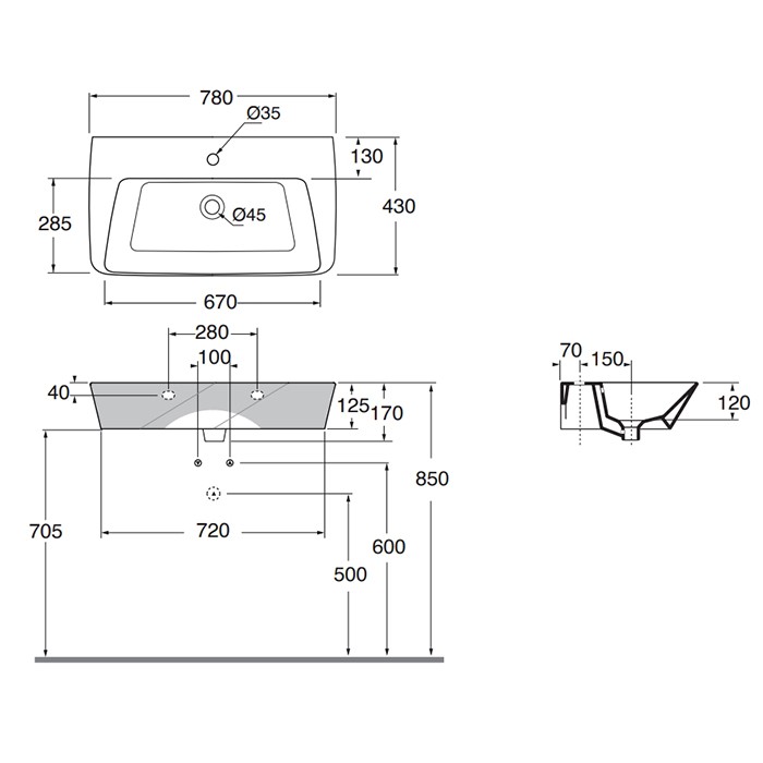 Azzurra раковина подвесная 78х43х14,5см, с 1 отв., Azzurra, HELP07843T0MBI*1 цвет: белый