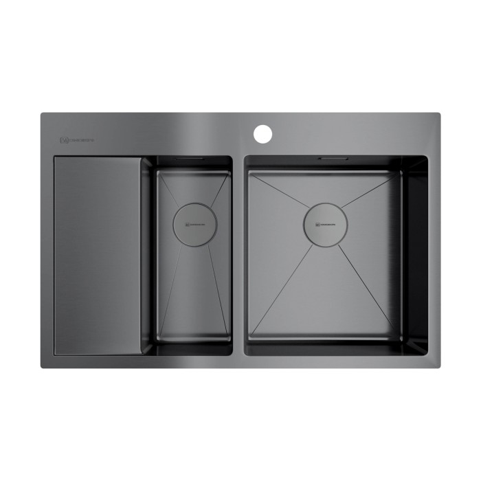 Omoikiri кухонная мойка Akisame 78-2-R, вороненая сталь арт. 4973102