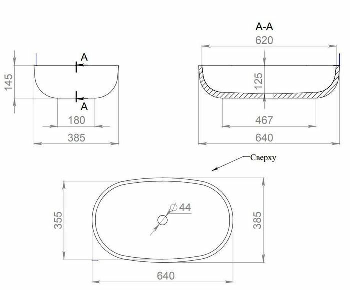 Salini раковина накладная 64x38,5, gloria, 1102205mrf цвет: матовый белый