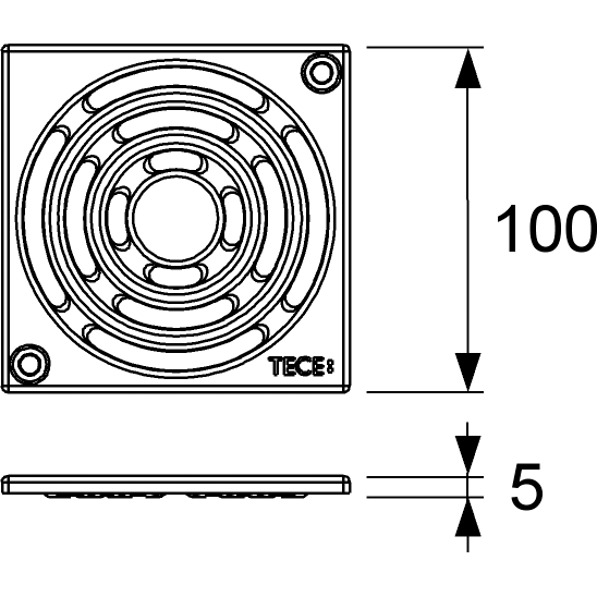 TECE решетка 100х100 мм с фиксаторами, drainpoint s - 3665000