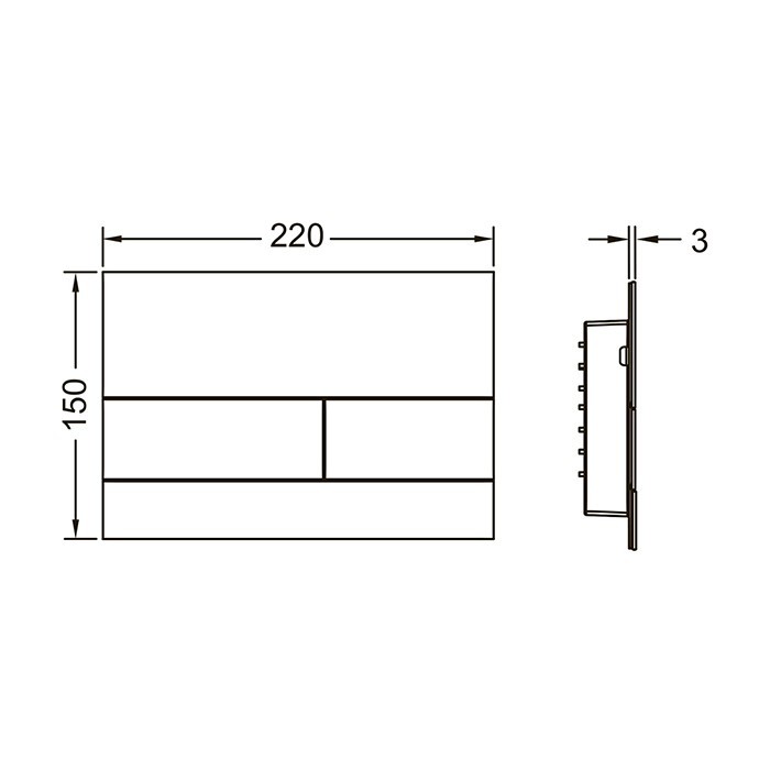 TECE панель смыва с двумя клавишами металлическая, черный хром, square ii - 9240846
