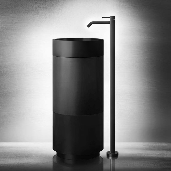 Gessi Раковина 40x90 см, без отв., напольная, отдельностоящая, с сифоном, слив в пол, 316, 54603#850 54601#707 цвет: black metal brushed pvd