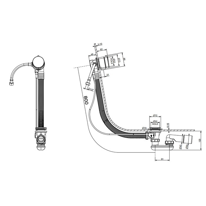Gessi Слив-перелив для ванны, с наполнением через перелив, пластиковый, никель - 01080#149