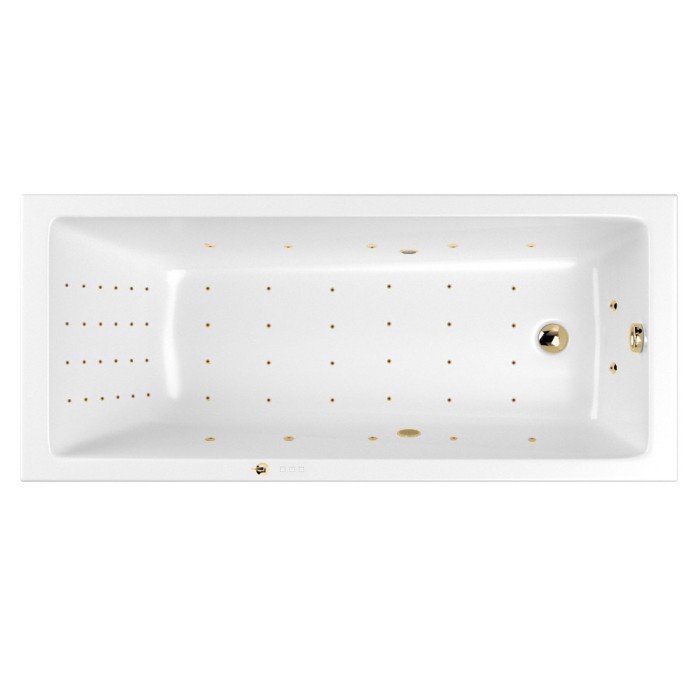 Встраиваемая ванна slim 180x80 nano, Whitecross Wave, золото арт. 0111.180080.100.NANO.GL