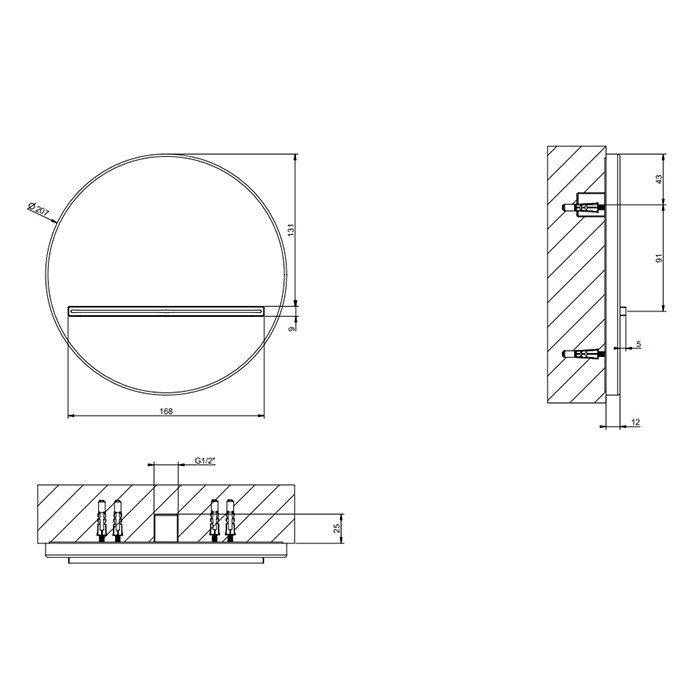 Gessi Излив подвесной, d20.7см., каскадный, Venti20, 65295#149 цвет: finox brushed nickel