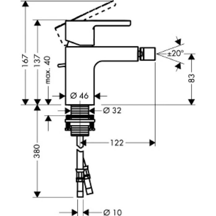 Hansgrohe смеситель для биде, Metropol S, хром арт. 14262000