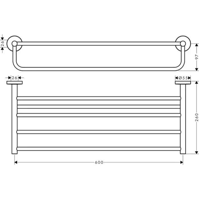 Hansgrohe полка для полотенец 65,5 см, Logis Universal, хром арт. 41720000
