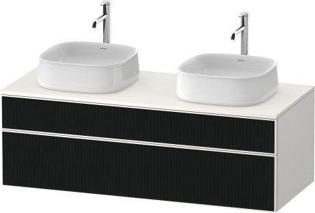 Duravit тумба подвесная под две раковины 550 мм х 1300 мм х 442 мм, zencha, ze4823b63840000 цвет: чёрное стекло/белый суперматовый