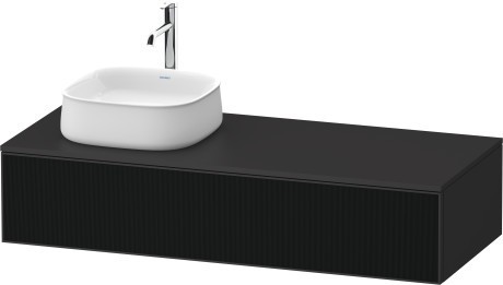 Duravit тумба подвесная с вырезом под раковину слева 550 мм х 1300 мм х 281 мм, zencha, ze4812l63800000 цвет: чёрное стекло/графит суперматовый