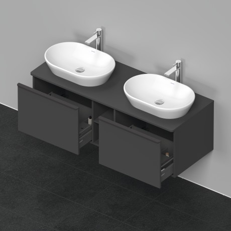 Duravit тумба подвесная под две раковины 1400 мм х 550 мм и открытой полкой, d-neo, de4950b4949 цвет: графит матовый