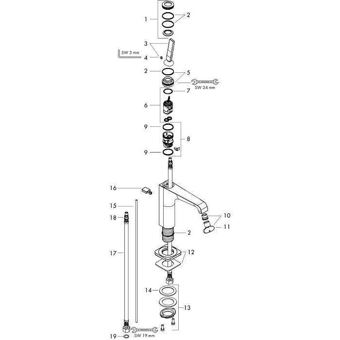 AXOR смеситель для раковины, Citterio E, золото арт. 36100250