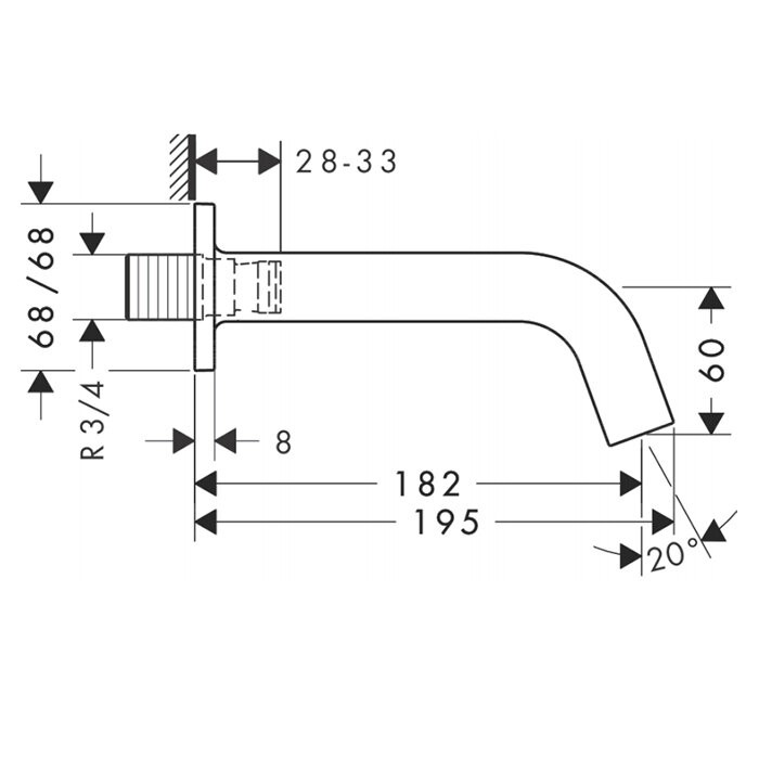 AXOR излив для ванной, Citterio M, хром арт. 34410000