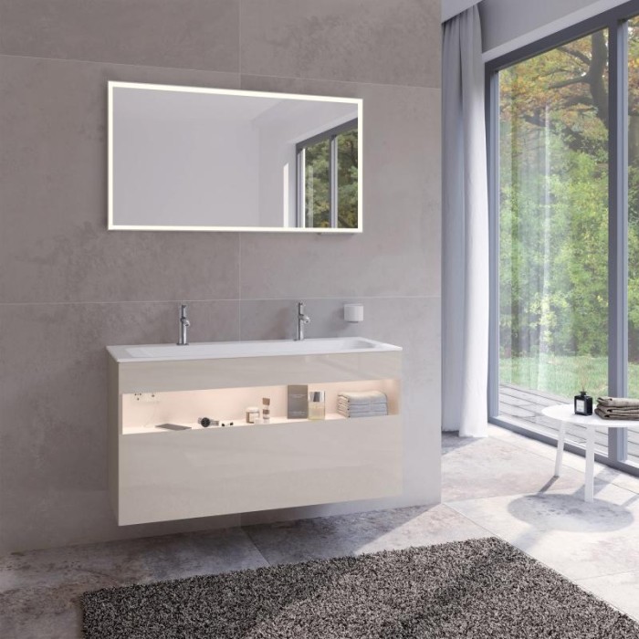 Keuco тумба под раковину с освещением 490 мм х 1200 мм х 625 мм, с 1 выдвижным ящиком, с сифоном, кашемир/кашемир, stageline, кашемир арт. 32882 180100