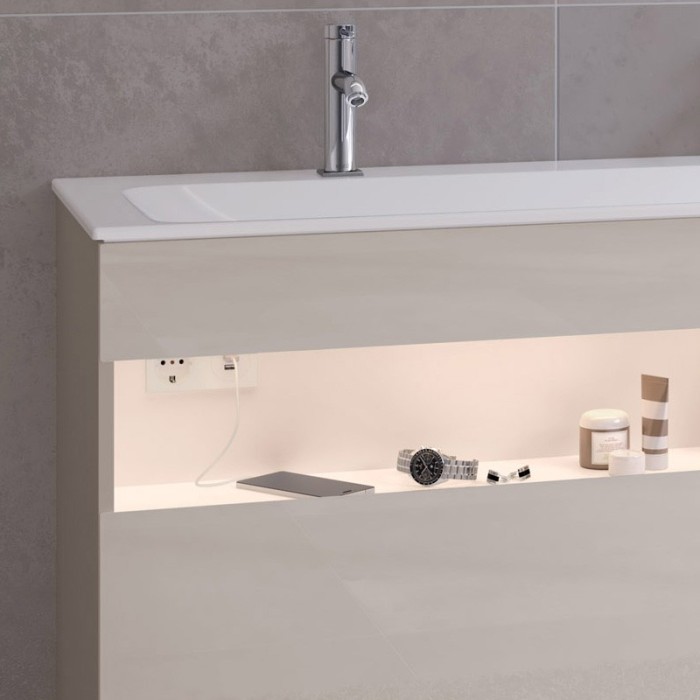 Keuco тумба под раковину с освещением 490 мм х 1200 мм х 625 мм, с 1 выдвижным ящиком, с сифоном, кашемир/кашемир, stageline, кашемир арт. 32882 180100