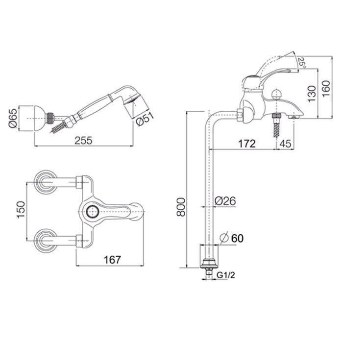 Fima Carlo Frattini смеситель напольный для ванны с душевым комплектом, lamp, хром арт. f3304/4cr
