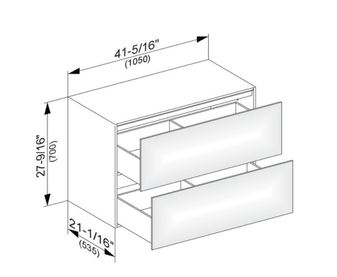 Keuco тумба боковая подвесная с двумя выдвижными фронтами, с внутренней светодиодной подсветкой, edition 11, черный арт. 31325 330100