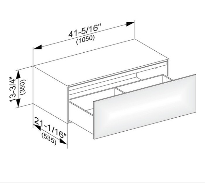 Keuco тумба боковая подвесная для встройки снизу, с одним выдвижным ящиком, с внутренней светодиодной подсветкой, edition 11, табачный дуб арт. 31324 850100