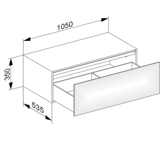 Keuco тумба боковая подвесная для встройки снизу, с одним выдвижным ящиком, с внутренней светодиодной подсветкой, edition 11, табачный дуб арт. 31324 850100