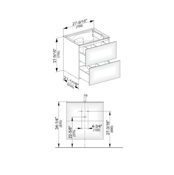 Keuco тумба подвесная под раковину с двумя выдвижными фронтами, корпуc/фасад структурный лак, edition 11, антрацит арт. 31342 390000
