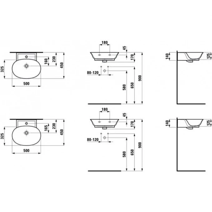 LAUFEN раковина 50x45, THE NEW CLASSIC - 8.1585.2.000.104.1