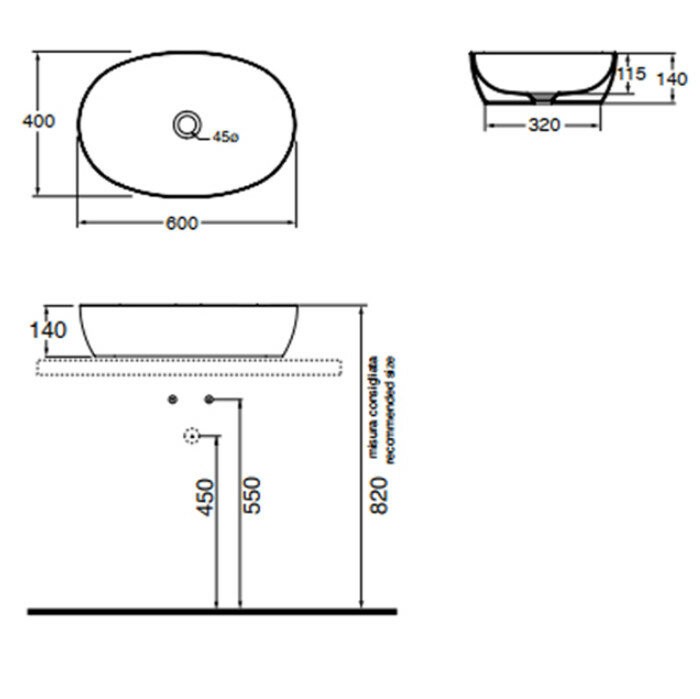 Azzurra Раковина 40x60 Elegance, ELLG060400S0BI/(ESO60 bi)*0 цвет: белый