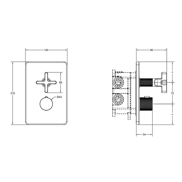 Gessi Встраиваемый термостатический смеситель на 3 источника, резьба 1/2", Inciso, 58236#149 цвет: finox