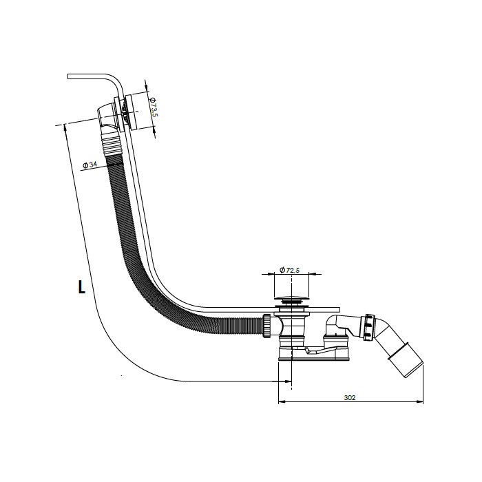 Слив-перелив для ванны, Almar, E096003.GM цвет: оружейный металл брашированный PVD
