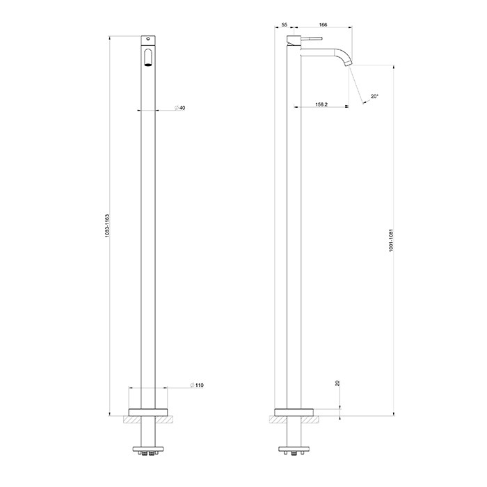 Gessi Смеситель для раковины, напольный, внешняя часть, 316, 54097#299 цвет: black xl