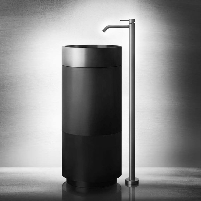 Gessi Раковина 40x90 см, без отв., напольная, отдельностоящая, с сифоном, слив в пол, 316, 54603#850 54601#239 цвет: steel brushed