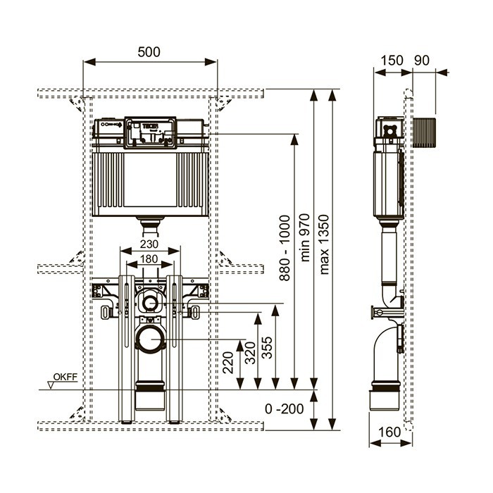 TECE встраиваемый смывной бачок, profil uni - 9041306