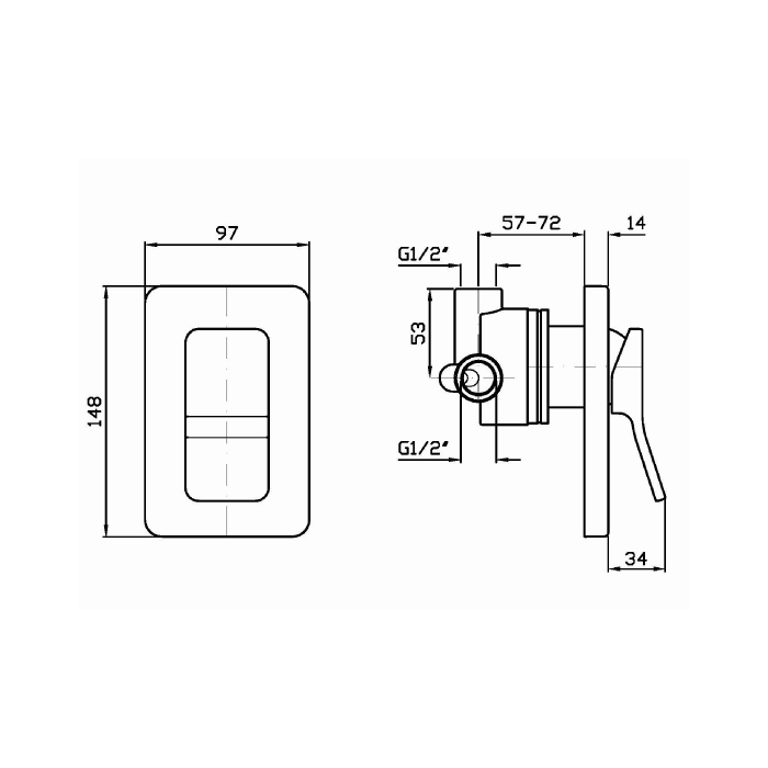 Zucchetti встроенный однорычажный смеситель для душа, soft, хром арт. zp7615 r99613