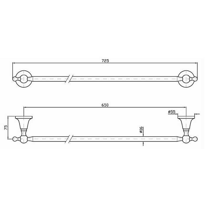 Zucchetti полотенцедержатель, 65см., подвесной, agora classic, никель арт. zad422.c8