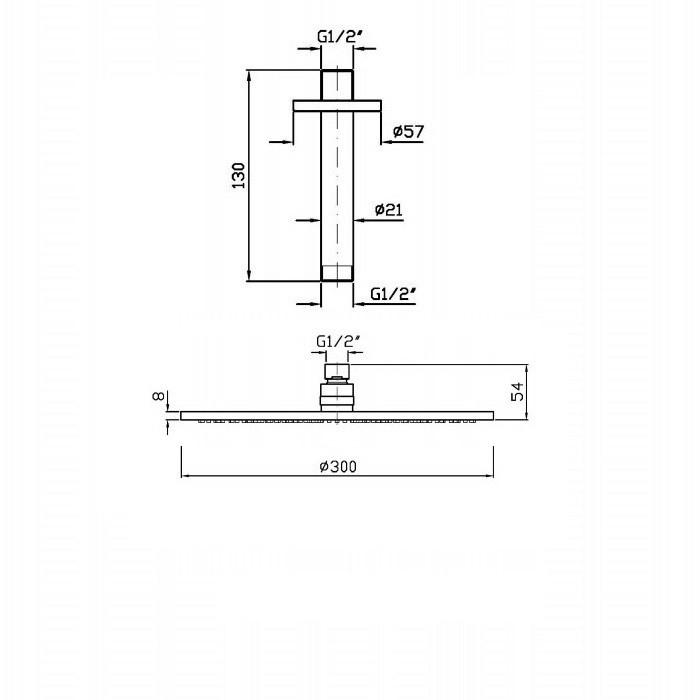 Zucchetti верхний душ, d30см, на потолок 13см., savoir, хром арт. z94266 z93026