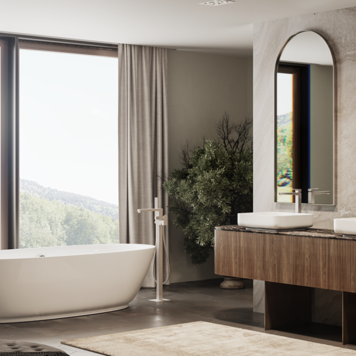 Bossini напольный однорычажный смеситель для ванны со шлангом и лейкой flat-one, gillo, золото арт. z00761.021