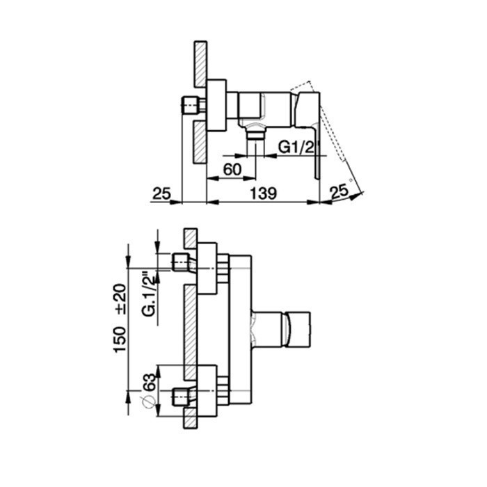 Cisal смеситель для душа c200044321 tender cisal, цвет: хром