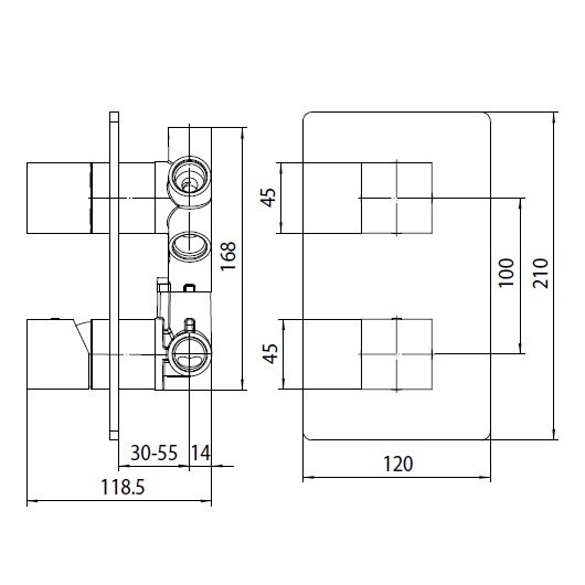 Bossini наружная часть смесителя для ванны, cube, черный арт. z00062.073